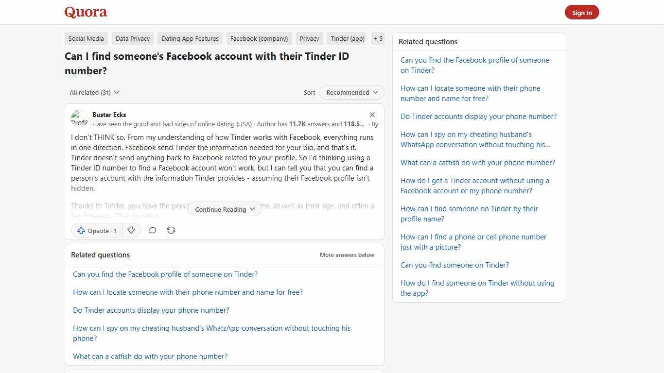 Can I find someone's Facebook account with their Tinder ID number? - Quora